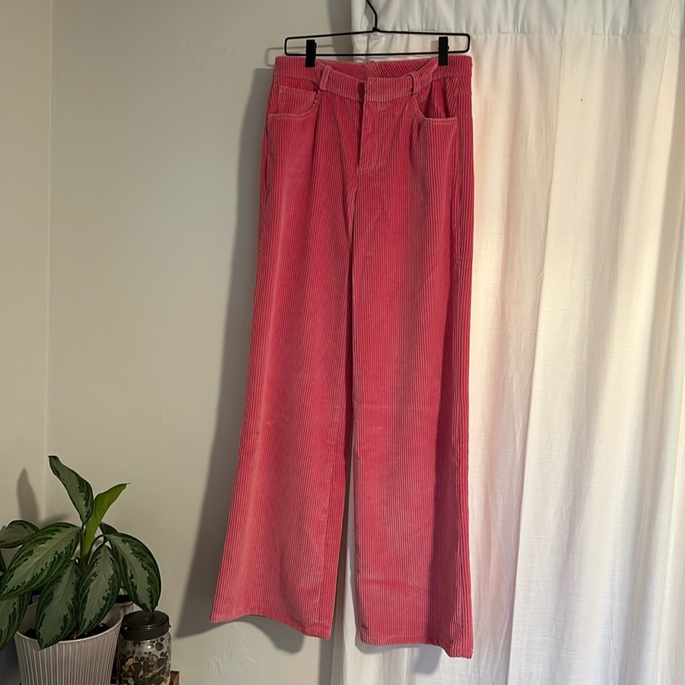 Oscar de la Renta pink corduroy flare pants